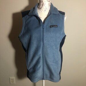 Vintage Columbia Fleece Vest Small Blue Two-Tone Outdoor Warm Layer